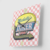 独自のカスタムレトロ50のダイナーサインを作成4 スクエア壁時計 (傾斜)