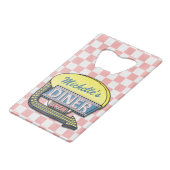 独自のカスタムレトロ50のダイナーサインを作成 クレジットカード栓抜き (正面アングル)