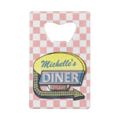 独自のカスタムレトロ50のダイナーサインを作成 クレジットカード栓抜き (裏面)