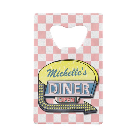独自のカスタムレトロ50のダイナーサインを作成 クレジットカード栓抜き (裏面)