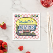 独自のカスタムレトロ50のダイナーサインを作成 スタンダードカクテルナプキン (インサイチュ)