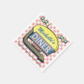 独自のカスタムレトロ50のダイナーサインを作成 スタンダードカクテルナプキン (角)