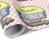 独自のカスタムレトロ50のダイナーサインを作成 ラッピングペーパー (ロールコーナー)