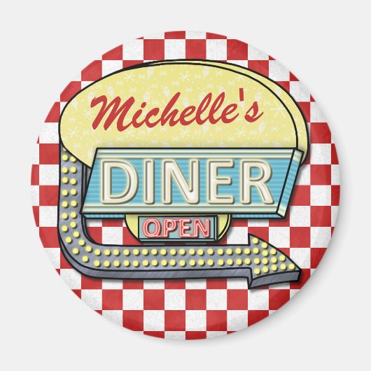 独自のカスタムレトロ50のDiner Sign Redを作成 マグネット (正面)