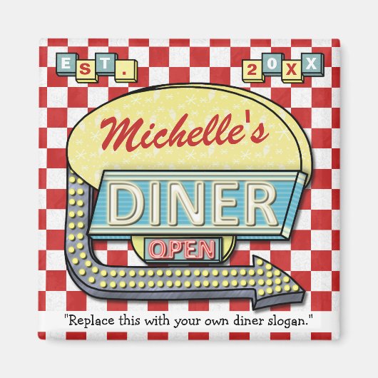 独自のカスタムレトロ50のDiner Sign Redを作成 マグネット (正面)