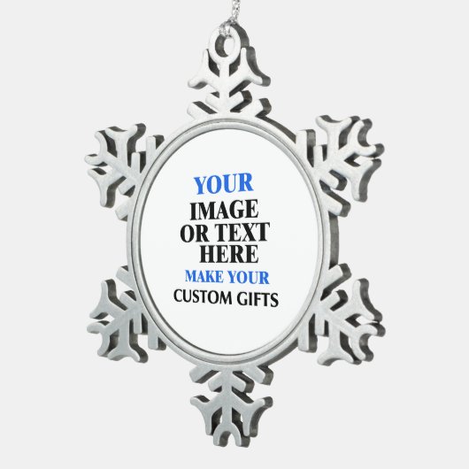 独自のカスタム作パーソナライズされた成 スノーフレークピューターオーナメント (右)