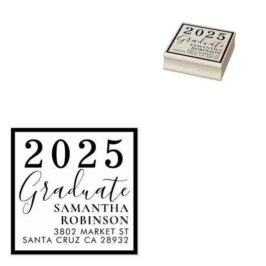 独自のカスタム大学院差出人住所の作成 ラバースタンプ (押印)