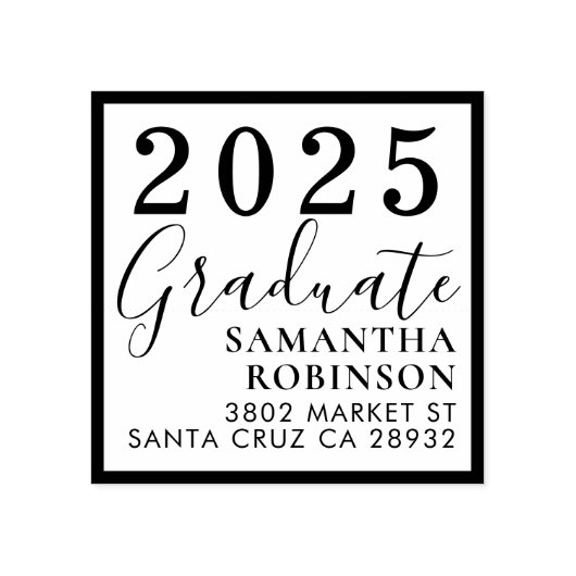 独自のカスタム大学院差出人住所の作成 ラバースタンプ (インプリント)