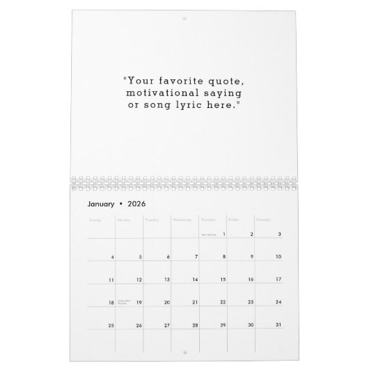 独自のカスタム引用文 カレンダー (1月 2026)