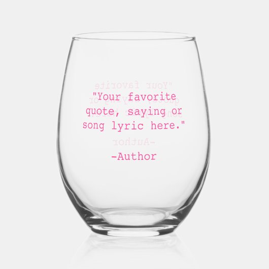 独自のカスタム引用文 ステムなしワイングラス (正面)