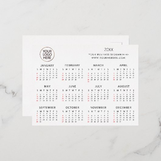 独自のカスタム文字2024予定表の追加 箔シーズンポストカード (正面/裏面)