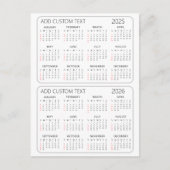独自のカスタム文字2025 -2026カレンダーの追加 シーズンポストカード (正面)