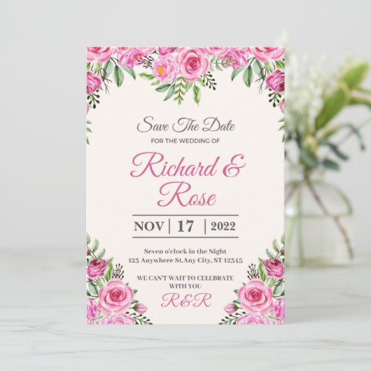 独自のカスタム結婚式招待状カードの作成 招待状 (スタンド正面)