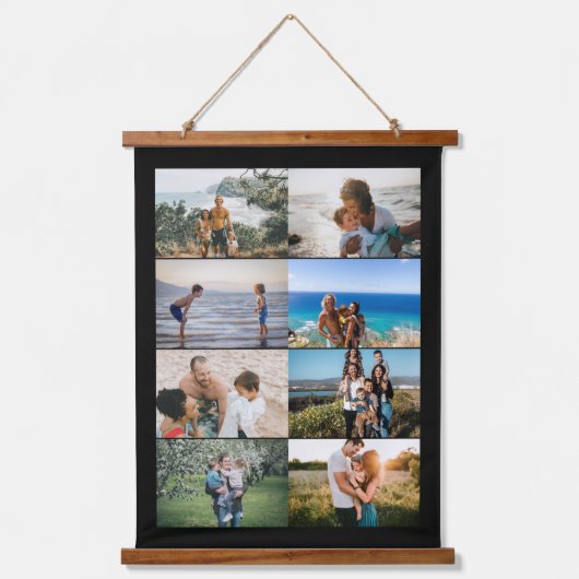 独自のカスタムFamily 8フォトコラージュを作成つる 吊り下げ型タペストリー (正面)