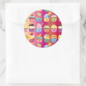 独自のカップケーキモノグラムおいしいスイーツを作成 ラウンドシール (バッグ)