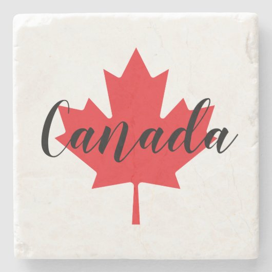 独自のカナダパーソナライズされた赤楓の葉を作成 ストーンコースター (正面)