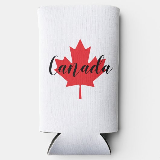 独自のカナダパーソナライズされた赤楓の葉を作成 スリム缶クーラー (正面)