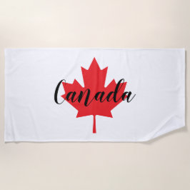 独自のカナダパーソナライズされた赤楓の葉を作成 ビーチタオル