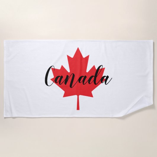 独自のカナダパーソナライズされた赤楓の葉を作成 ビーチタオル (正面)