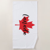 独自のカナダパーソナライズされた赤楓の葉を作成 ビーチタオル (正面)