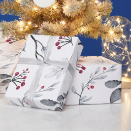 独自のカラー選択を作成する赤とグレーのホリー ラッピングペーパー