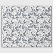 独自のカラー選択ブラック&レッドホリーを作成 ラッピングペーパー (フラット)