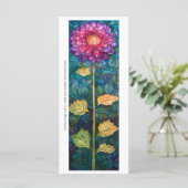 独自のガラスピンク色の《植物》百日草ブックマークの作成 (スタンド正面)