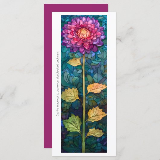 独自のガラスピンク色の《植物》百日草ブックマークの作成 (正面/裏面)