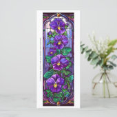 独自のガラス紫色のパンジーのブックマークカードを作成 (スタンド正面)