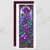 独自のガラス紫色のパンジーのブックマークカードを作成 (正面/裏面)