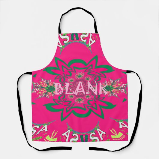 独自のガーリーフローラ空白のオールオーバープリント エプロン (正面)