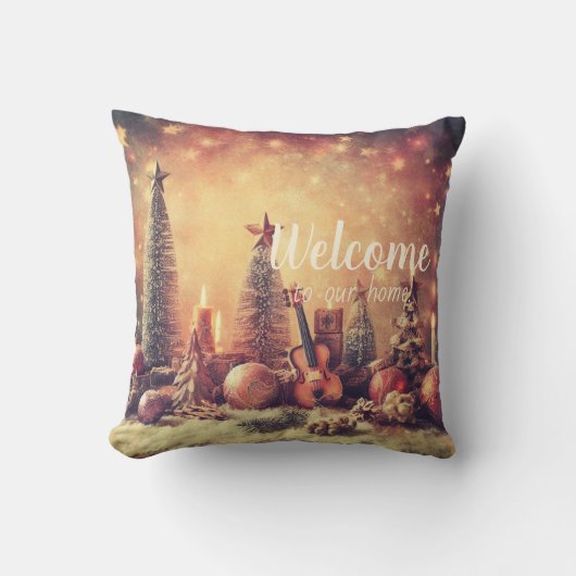独自のギターとクリスマスツリーを作成 クッション (正面)