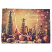 独自のギターとクリスマスツリーを作成 ラージペーパーバッグ (裏面)