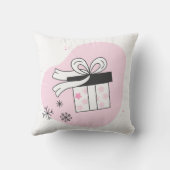 独自のギフトボックスと雪の結晶のクリスマスを作成 クッション (裏面)