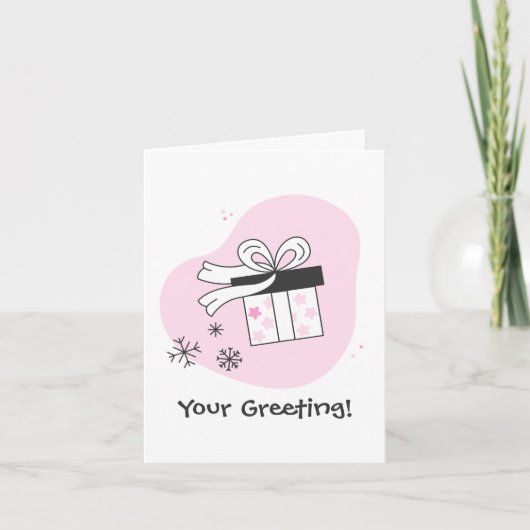 独自のギフトボックスと雪の結晶のクリスマスを作成 シーズンカード (正面)