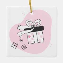 独自のギフトボックスと雪の結晶のクリスマスを作成 セラミックオーナメント