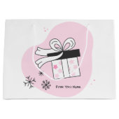 独自のギフトボックスと雪の結晶のクリスマスを作成 ラージペーパーバッグ (正面)