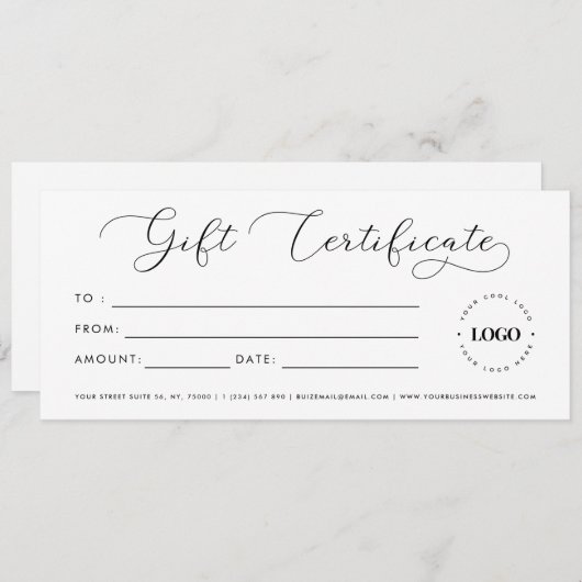 独自のギフト証明書を作成カスタムする (正面/裏面)