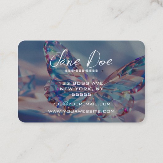 独自のクリスタルバタフライを作成 名刺 (裏面)