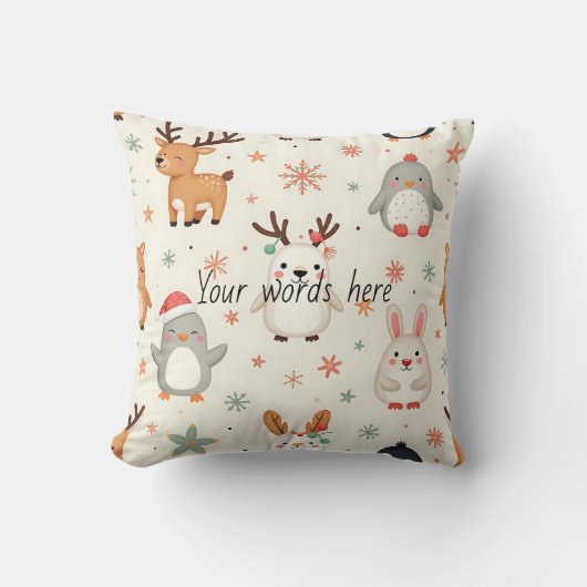 独自のクリスマスかわいい動物の作成 クッション (正面)