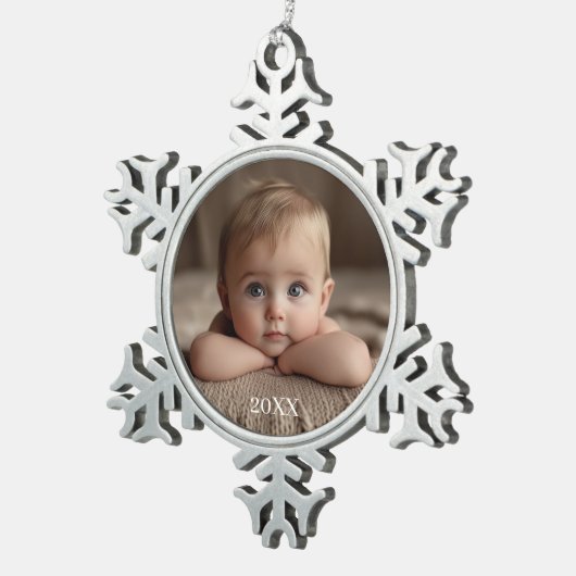 独自のクリスマスまたは休日オーナメントの作成 スノーフレークピューターオーナメント (右)