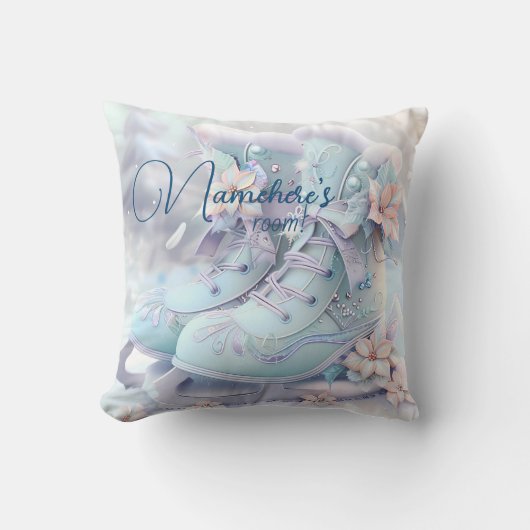 独自のクリスマスアイススケートフローラを作成する クッション (正面)