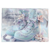 独自のクリスマスアイススケートフローラを作成する ラージペーパーバッグ (裏面)