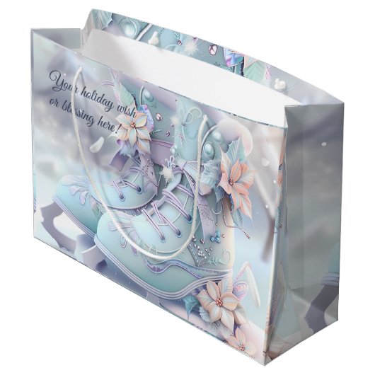 独自のクリスマスアイススケートフローラを作成する ラージペーパーバッグ (裏面アングル)