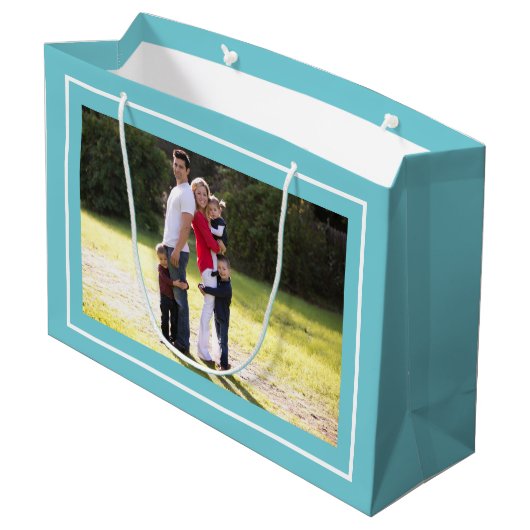 独自のクリスマスアクアブルー抱き枕を作成！ ラージペーパーバッグ (裏面アングル)