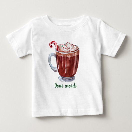独自のクリスマスキャンディケーンココアを作成 ベビーTシャツ (正面)