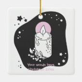 独自のクリスマスキャンドルレトロを作成する セラミックオーナメント (裏面)