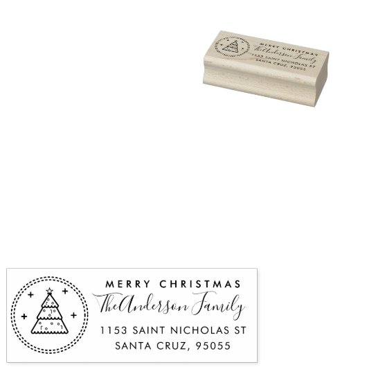 独自のクリスマスツリーカスタムのファミリ名を作成する ラバースタンプ (押印)