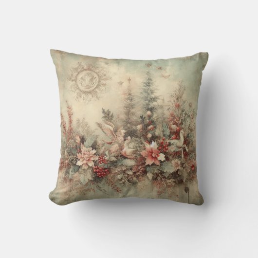 独自のクリスマスビクトリアンフローラの作成 クッション (正面)