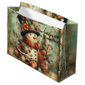 独自のクリスマスビクトリアン雪だるまの作成 ラージペーパーバッグ (正面アングル)